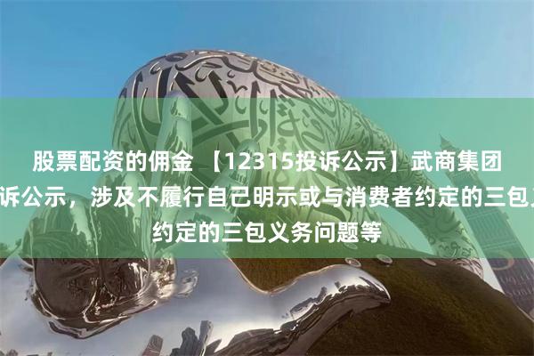 股票配资的佣金 【12315投诉公示】武商集团新增3件投诉公示，涉及不履行自己明示或与消费者约定的三包义务问题等